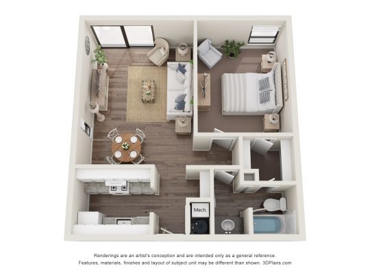 a floor plan of a two bedroom apartment at The Lakeshore Cove